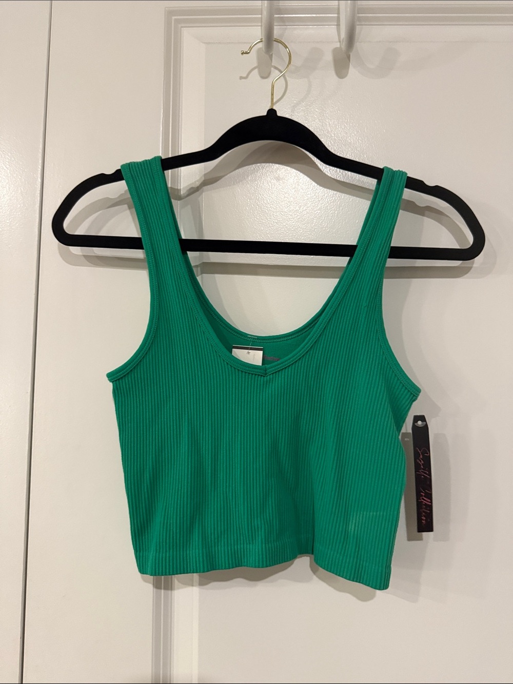 Sleeveless Green Ribbed Crop Tank Top